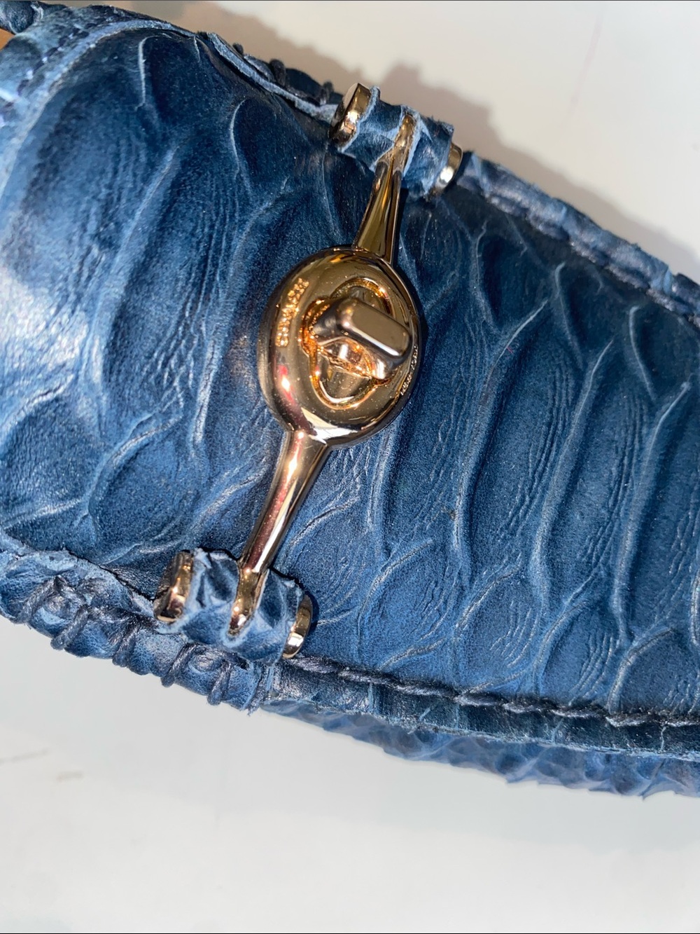 NIB Coach Marley Loafers in Bright Marine Croco Leather Size 8.5 - Picture 9 of 11